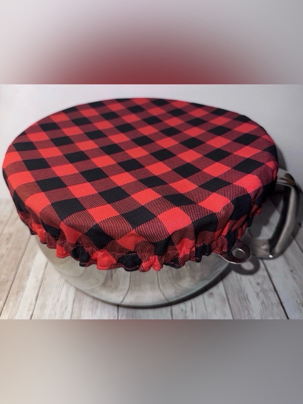 Buffalo Plaid Red & Black Christmas Reversible KitchenAid Mixing Bowl Cover